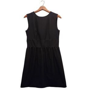 Jenni Kayne Wool Crew Neck Dress Women Black Back Zip Sleeveless Size 6